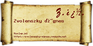 Zvolenszky Ágnes névjegykártya